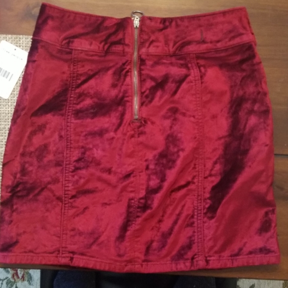 Free People high waist red velvet skirt - Picture 4 of 4